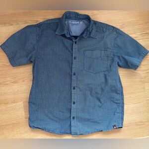 Airwalk Microdot Pattern Blue Short Sleeve Button Up Kids Shirt 12 14